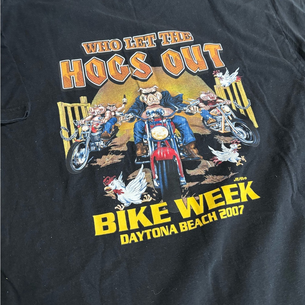 Who Let The Hogs Out Bike Week 2007 Daytona Beach Shirt Large